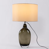 Luxury Smoky Glazed Crystal Table Lamp with Fabric Shade for Elegant Bedroom Lighting