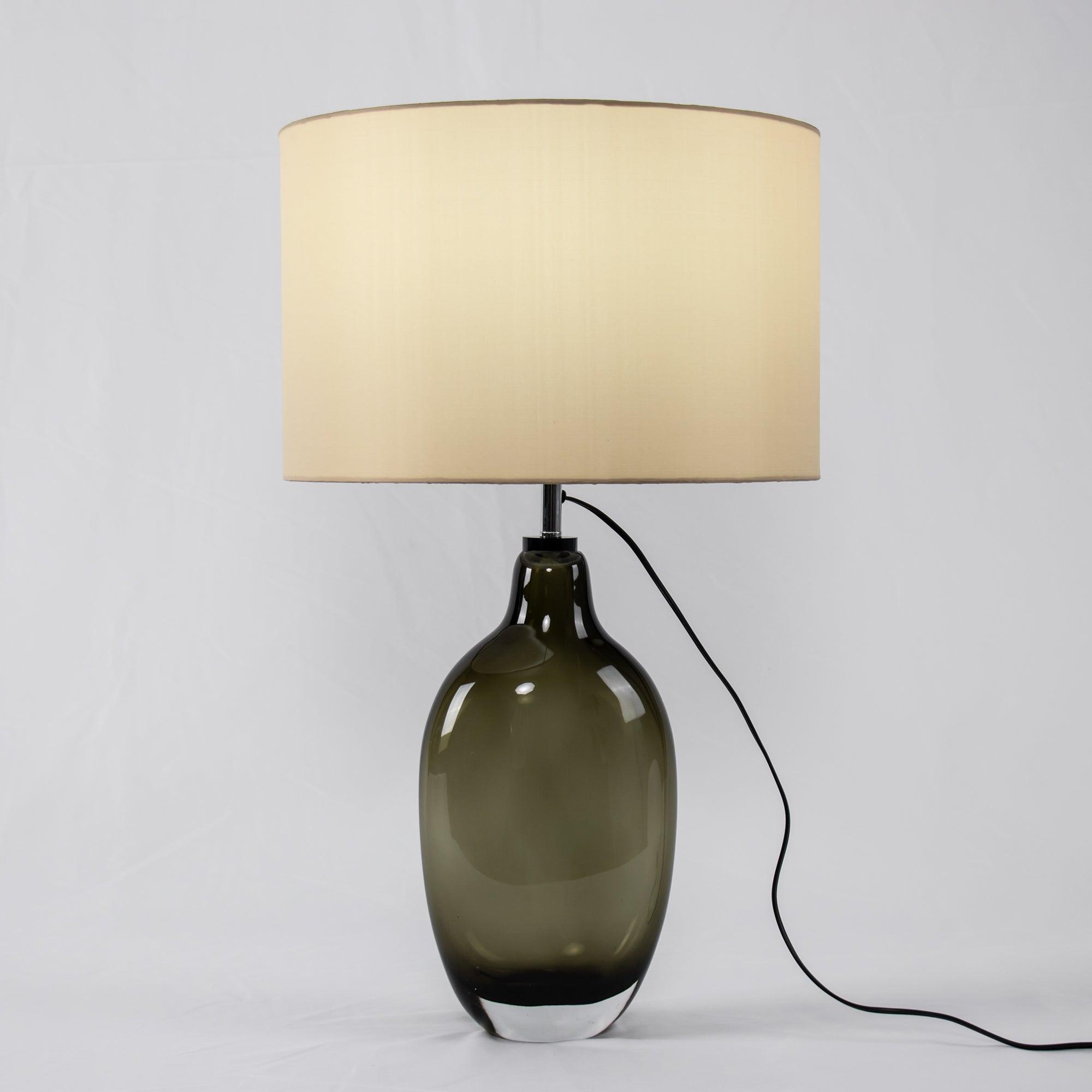 Luxury Smoky Glazed Crystal Table Lamp with Fabric Shade for Elegant Bedroom Lighting
