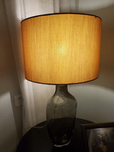 Luxury Smoky Glazed Crystal Table Lamp with Fabric Shade for Elegant Bedroom Lighting