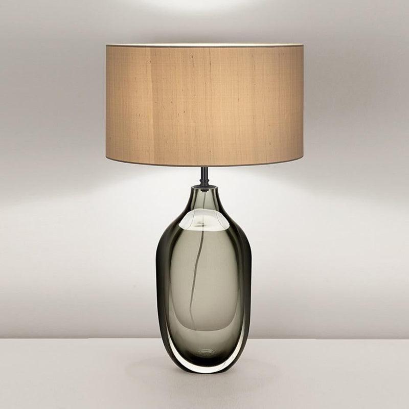 Luxury Smoky Glazed Crystal Table Lamp with Fabric Shade for Elegant Bedroom Lighting