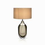 Luxury Smoky Glazed Crystal Table Lamp with Fabric Shade for Elegant Bedroom Lighting