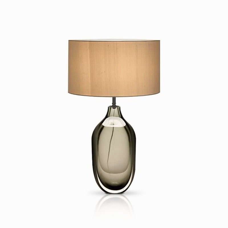 Luxury Smoky Glazed Crystal Table Lamp with Fabric Shade for Elegant Bedroom Lighting
