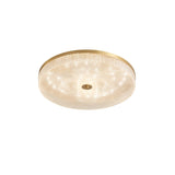 Modern Striped Glass Flush Mount Ceiling Light with Brass Finish and Integrated LED