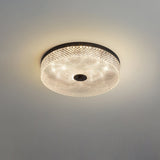 Modern Striped Glass Flush Mount Ceiling Light with Brass Finish and Integrated LED