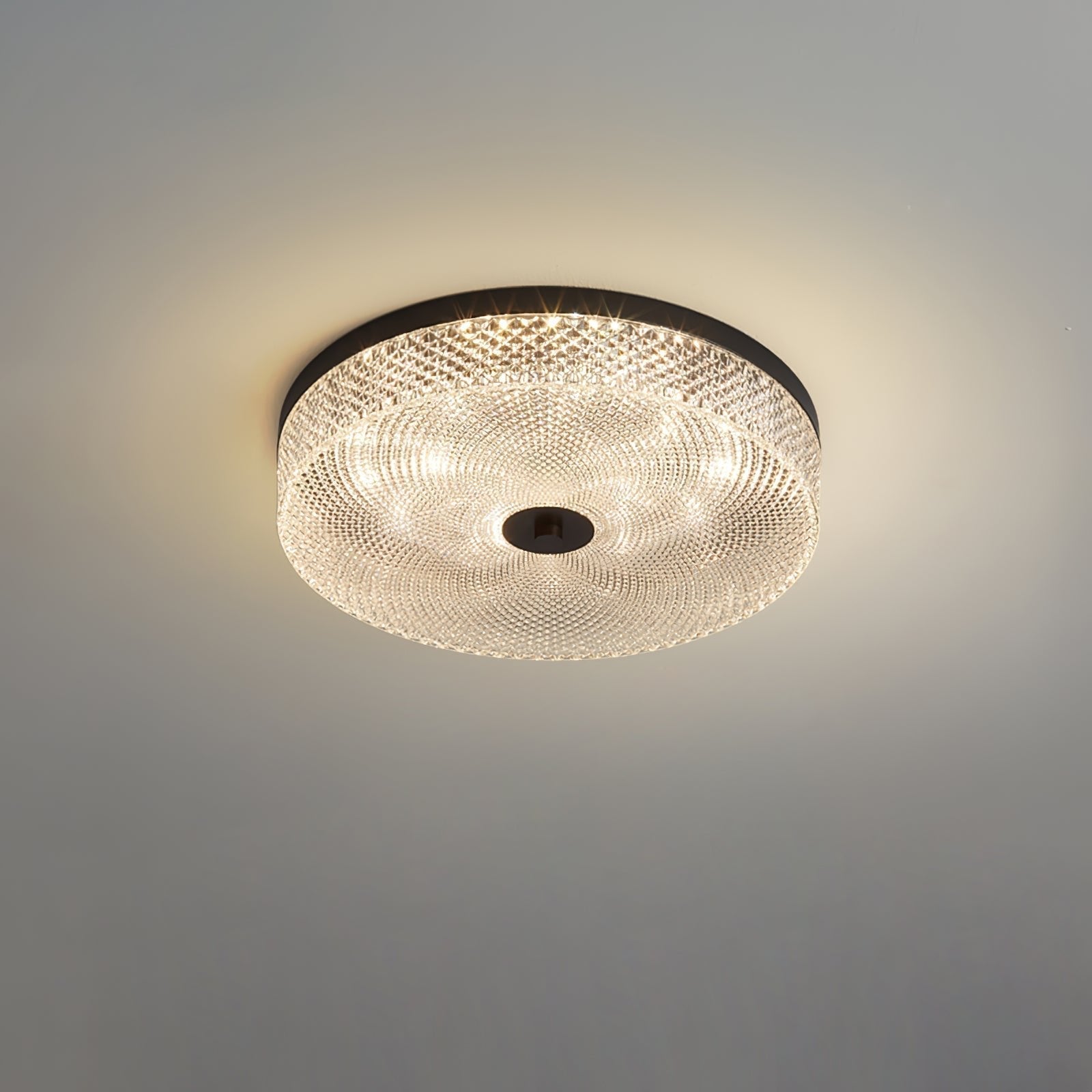 Modern Striped Glass Flush Mount Ceiling Light with Brass Finish and Integrated LED