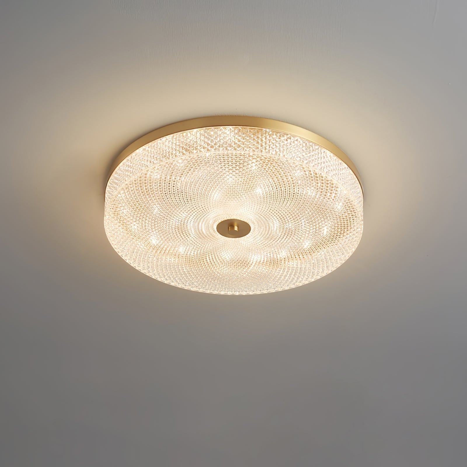 Modern Striped Glass Flush Mount Ceiling Light with Brass Finish and Integrated LED
