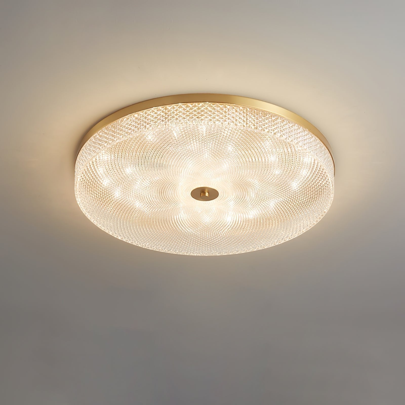 Modern Striped Glass Flush Mount Ceiling Light with Brass Finish and Integrated LED