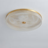 Modern Striped Glass Flush Mount Ceiling Light with Brass Finish and Integrated LED