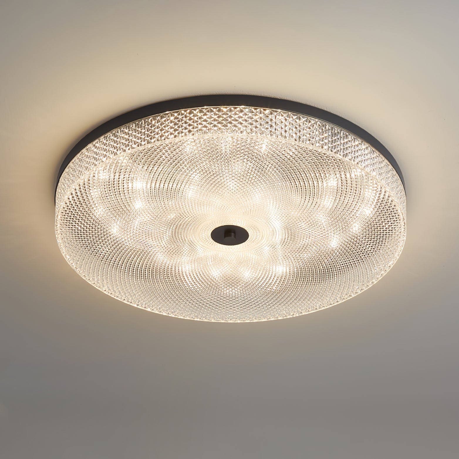 Modern Striped Glass Flush Mount Ceiling Light with Brass Finish and Integrated LED