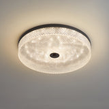 Modern Striped Glass Flush Mount Ceiling Light with Brass Finish and Integrated LED