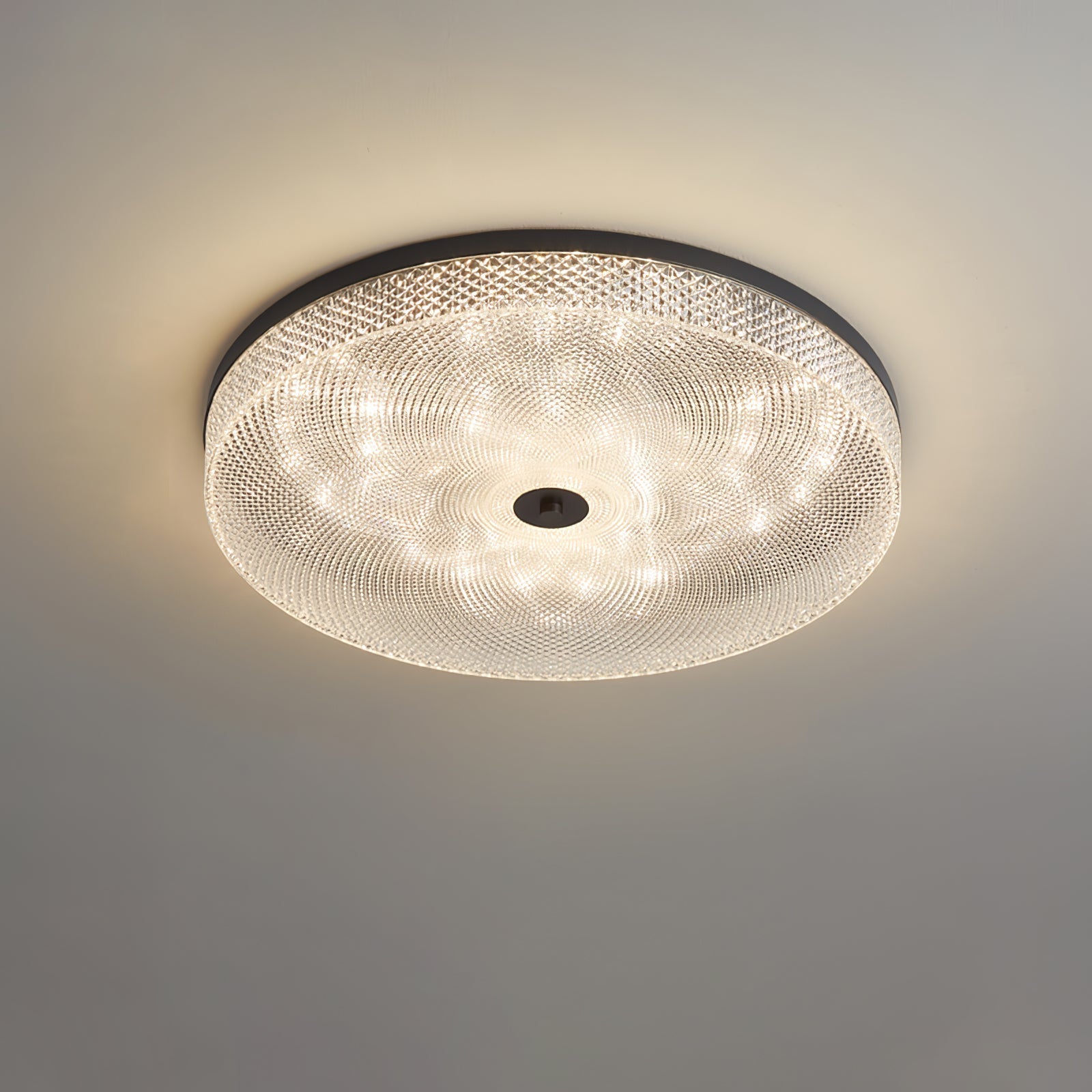 Modern Striped Glass Flush Mount Ceiling Light with Brass Finish and Integrated LED