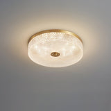 Modern Striped Glass Flush Mount Ceiling Light with Brass Finish and Integrated LED