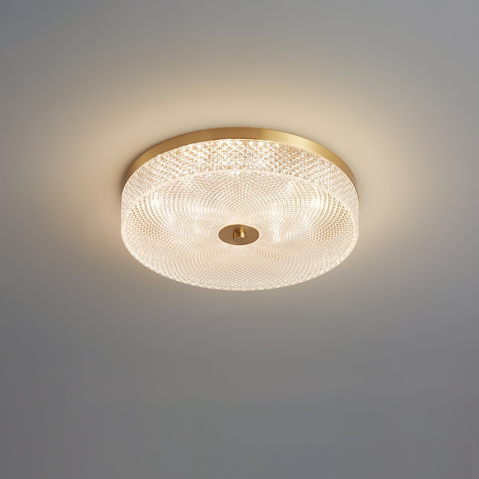 Modern Striped Glass Flush Mount Ceiling Light with Brass Finish and Integrated LED