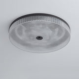 Modern Striped Glass Flush Mount Ceiling Light with Brass Finish and Integrated LED