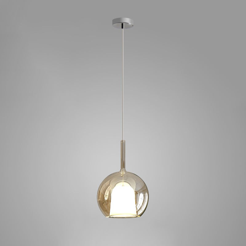 Glo Modern Glass Globe Pendant Light with Metallic Finish for Interior Lighting