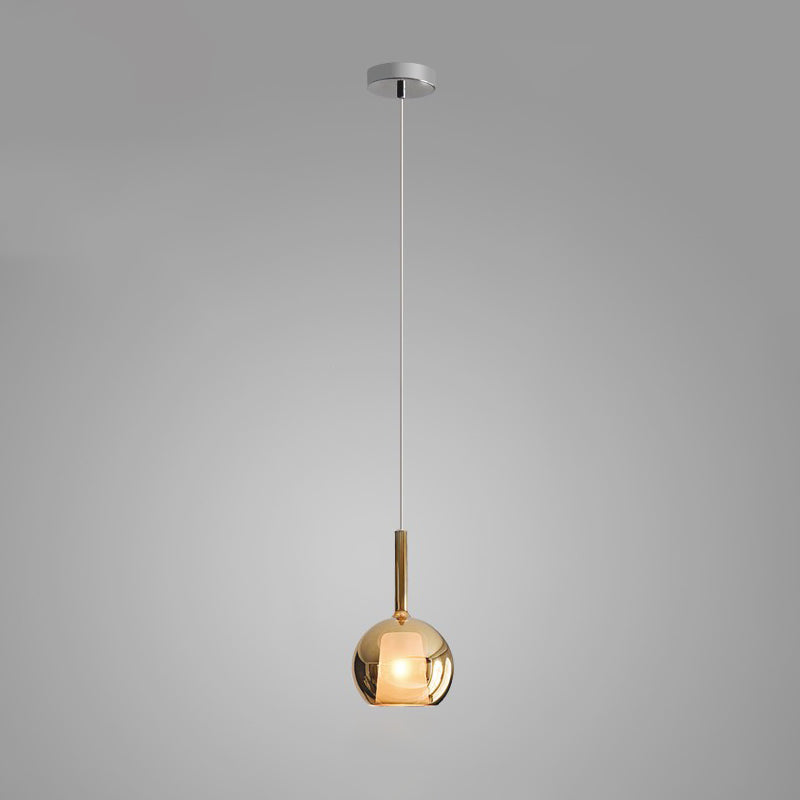 Glo Modern Glass Globe Pendant Light with Metallic Finish for Interior Lighting