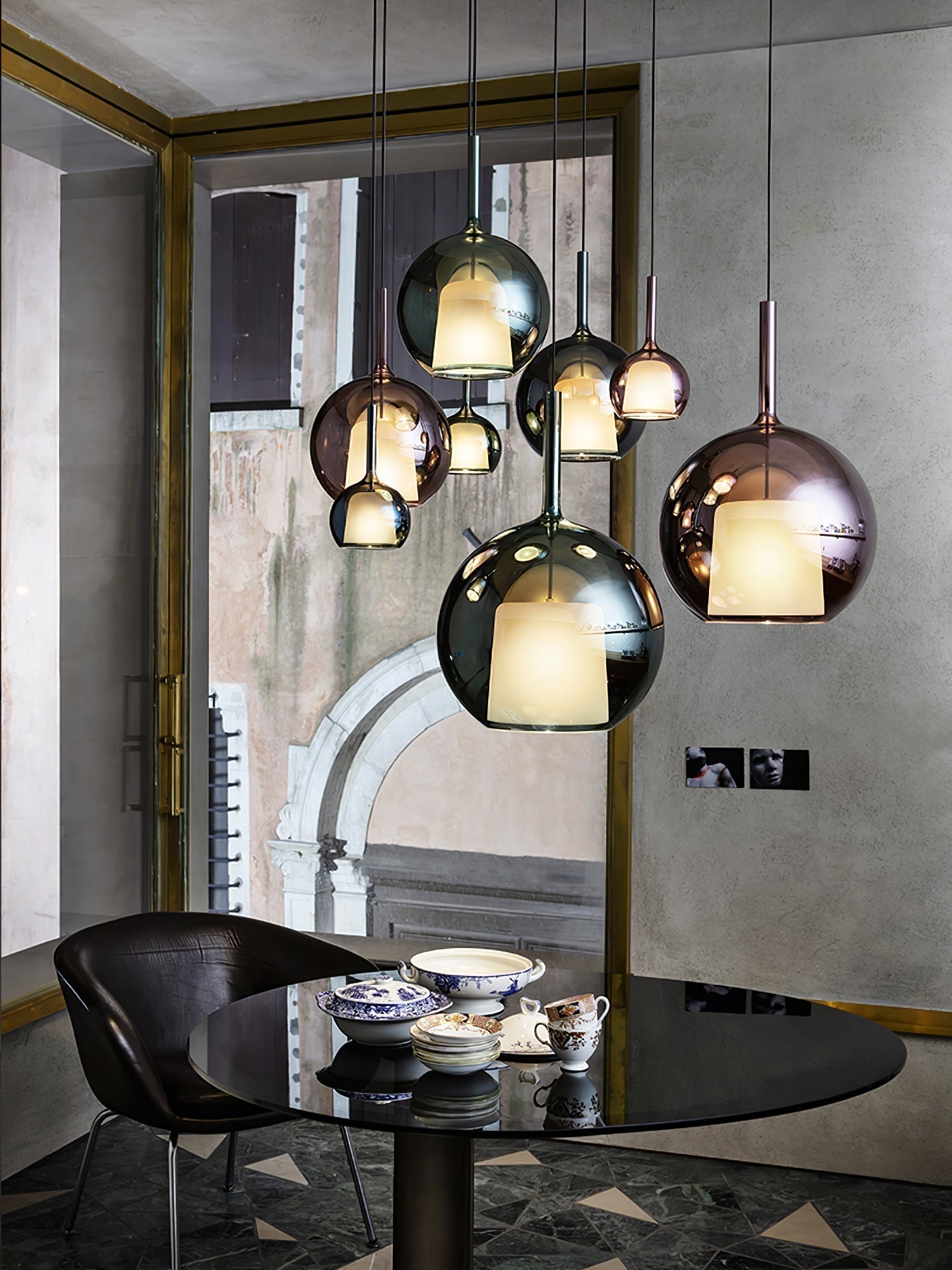 Glo Modern Glass Globe Pendant Light with Metallic Finish for Interior Lighting