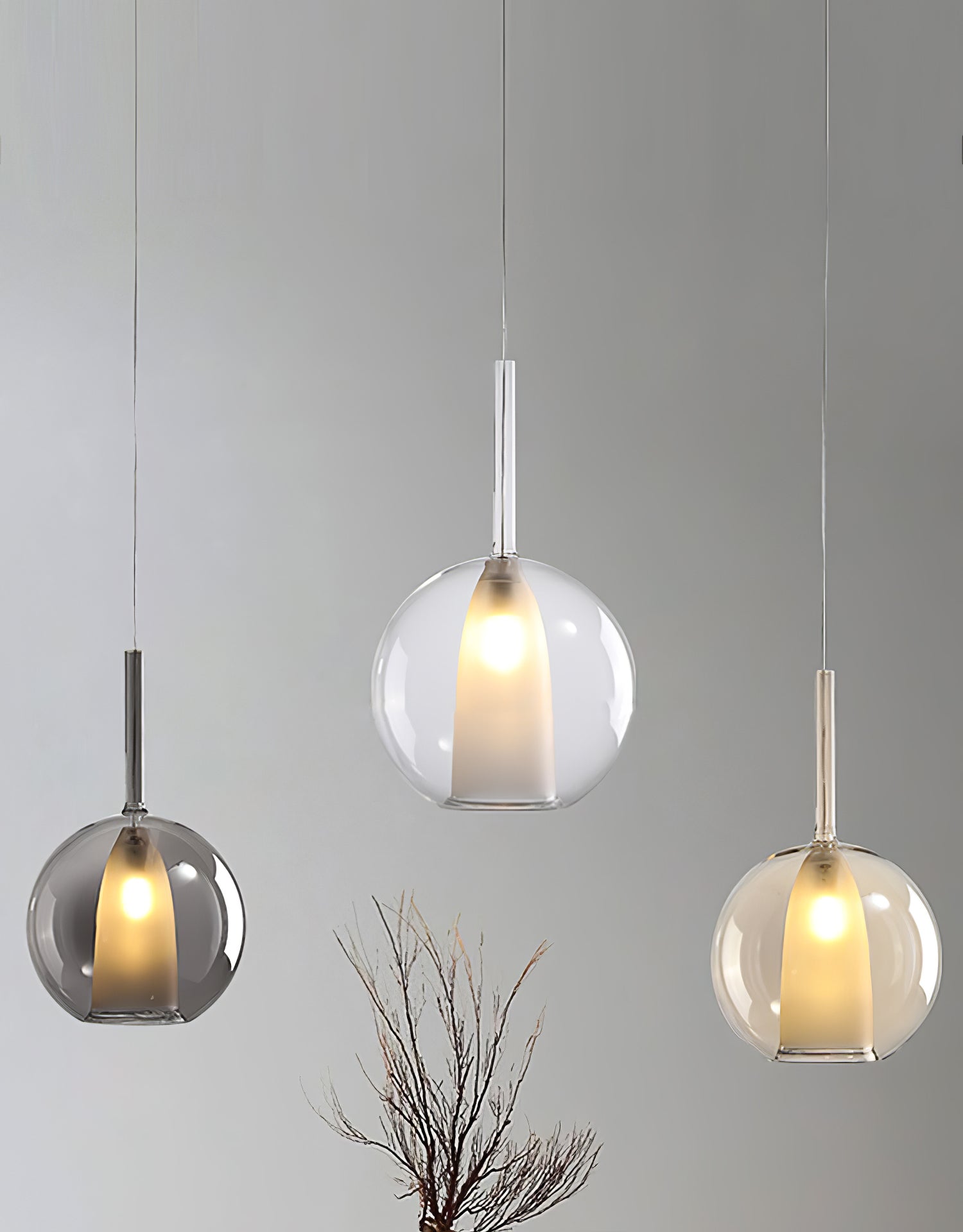 Glo Modern Glass Globe Pendant Light with Metallic Finish for Interior Lighting