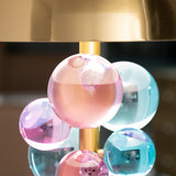 Modern Glass Sphere Table Lamp with Sculptural Marble Base and Brass Dome
