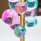 Modern Glass Sphere Table Lamp with Sculptural Marble Base and Brass Dome