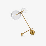 Modern Gold Metal Pearl Globe Table Lamp with Blown Glass Shade for Living Room