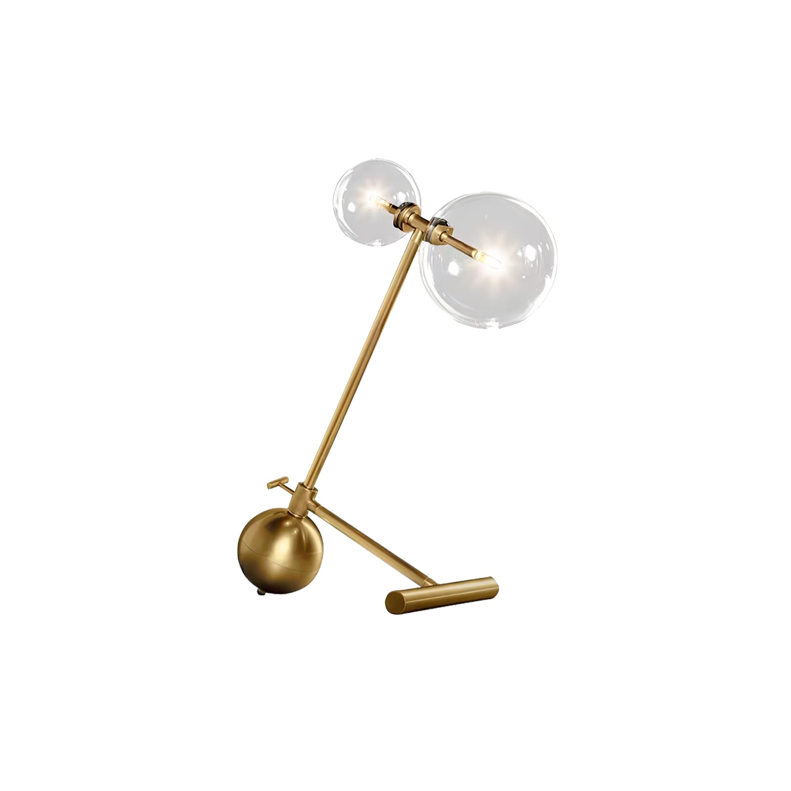 Modern Gold Metal Pearl Globe Table Lamp with Blown Glass Shade for Living Room