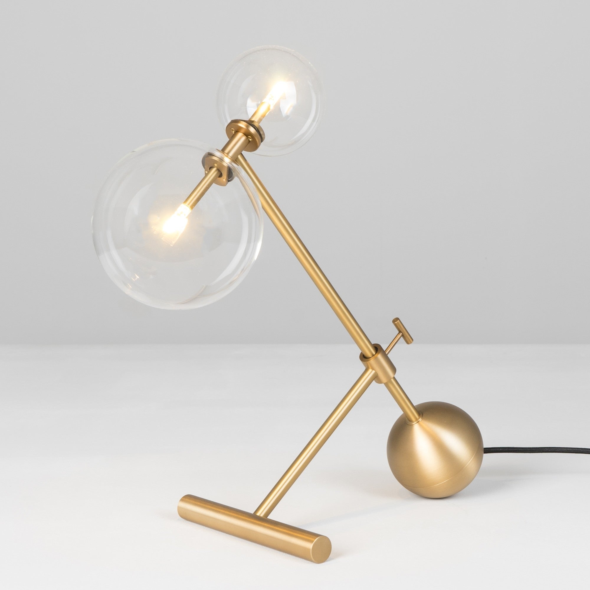 Modern Gold Metal Pearl Globe Table Lamp with Blown Glass Shade for Living Room