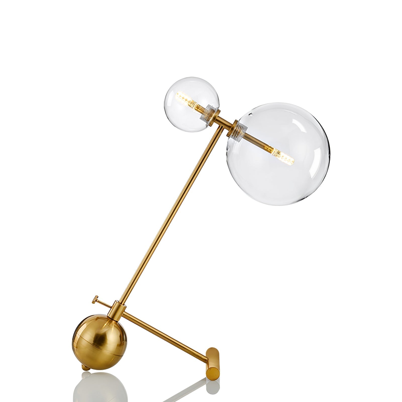 Modern Gold Metal Pearl Globe Table Lamp with Blown Glass Shade for Living Room