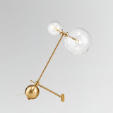 Modern Gold Metal Pearl Globe Table Lamp with Blown Glass Shade for Living Room