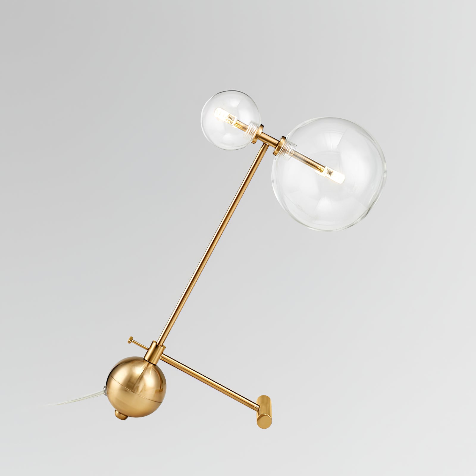 Modern Gold Metal Pearl Globe Table Lamp with Blown Glass Shade for Living Room
