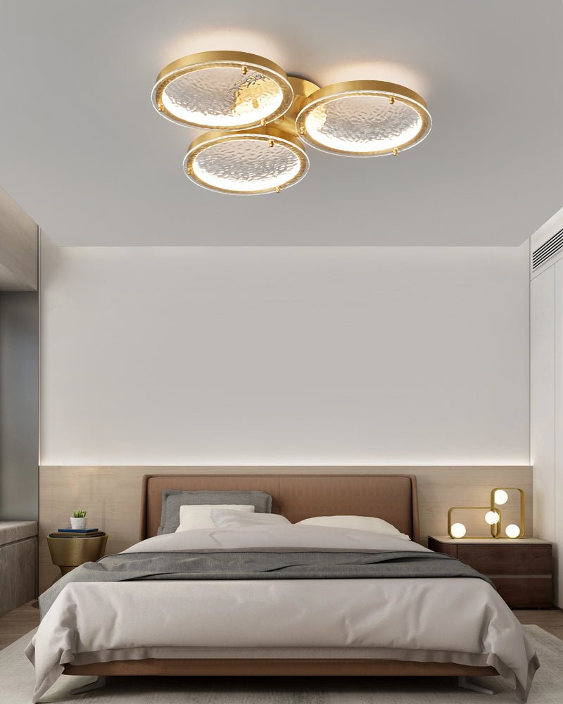 Modern Brass Interconnected Circular LED Flush Mount Ceiling Lighting