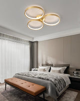 Modern Brass Interconnected Circular LED Flush Mount Ceiling Lighting