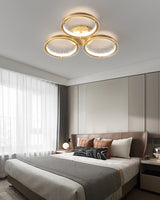 Modern Brass Interconnected Circular LED Flush Mount Ceiling Lighting