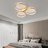 Modern Brass Interconnected Circular LED Flush Mount Ceiling Lighting