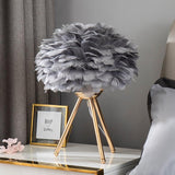 Romantic Goose Feather Desk Lamp with Metal Tripod Stand for Bedside and Accent Lighting