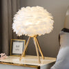 Romantic Goose Feather Desk Lamp with Metal Tripod Stand for Bedside and Accent Lighting