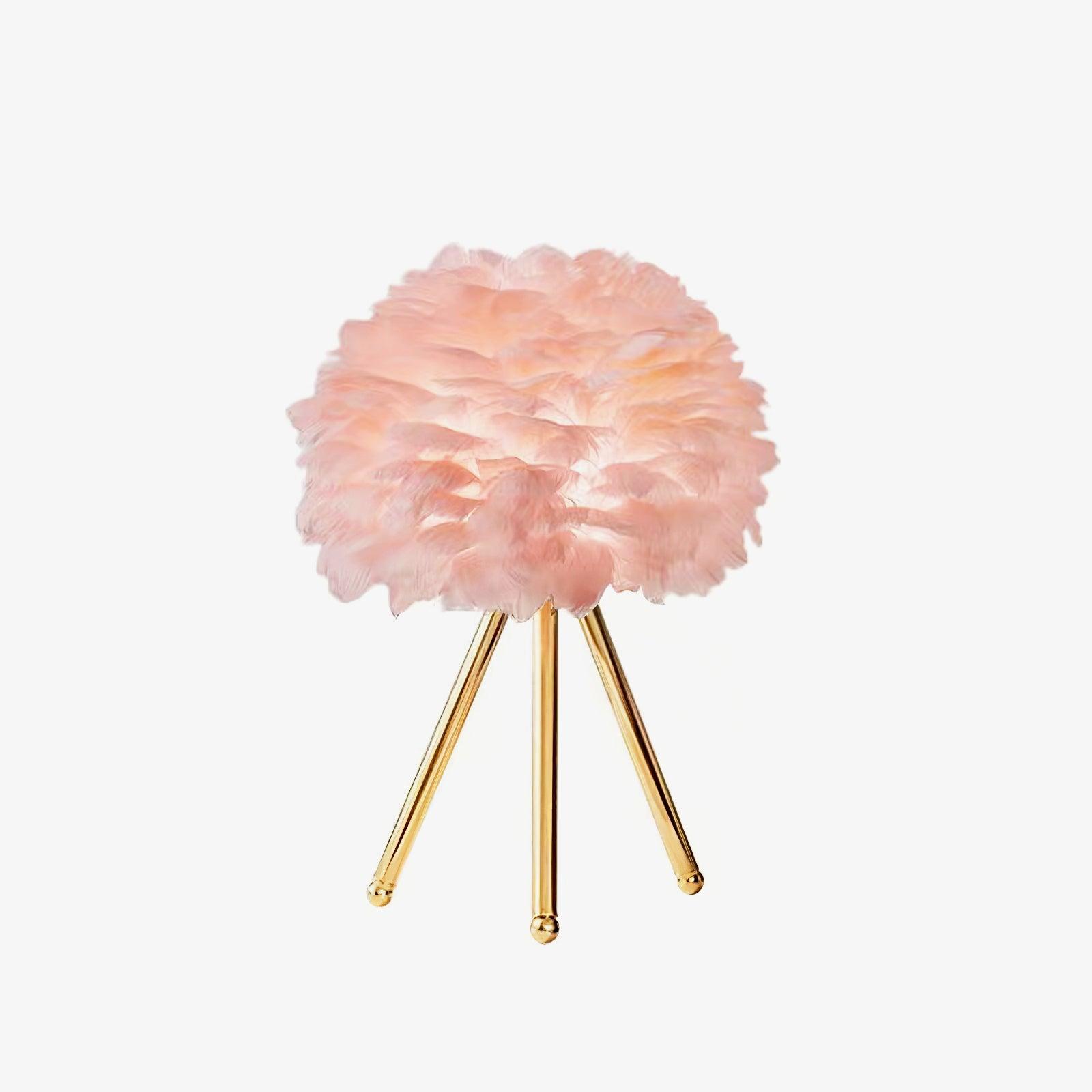 Romantic Goose Feather Desk Lamp with Metal Tripod Stand for Bedside and Accent Lighting