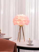 Romantic Goose Feather Desk Lamp with Metal Tripod Stand for Bedside and Accent Lighting