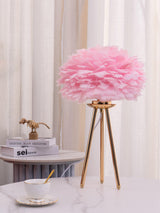 Romantic Goose Feather Desk Lamp with Metal Tripod Stand for Bedside and Accent Lighting