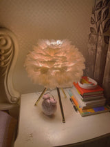 Romantic Goose Feather Desk Lamp with Metal Tripod Stand for Bedside and Accent Lighting