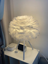 Romantic Goose Feather Desk Lamp with Metal Tripod Stand for Bedside and Accent Lighting