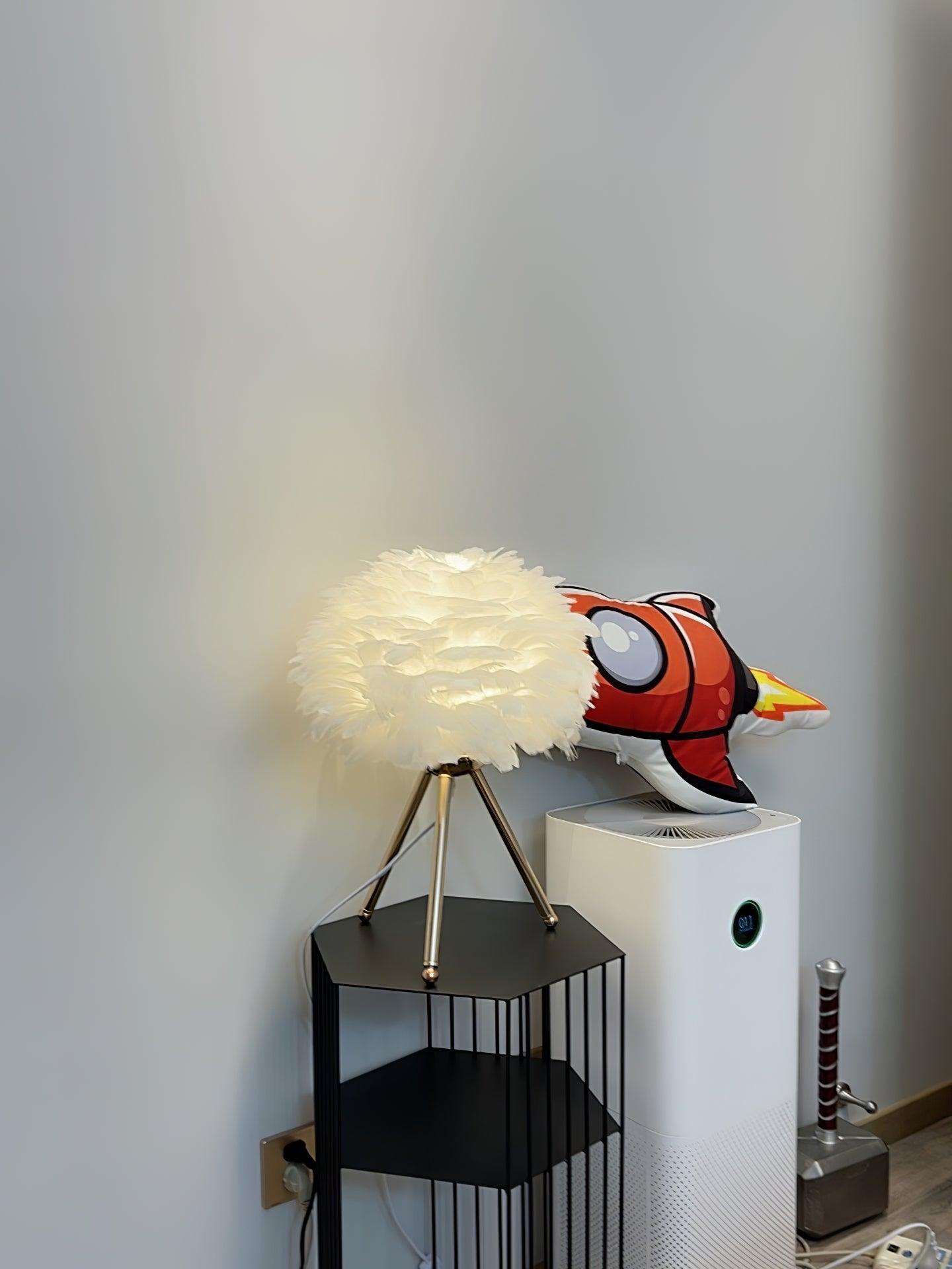 Romantic Goose Feather Desk Lamp with Metal Tripod Stand for Bedside and Accent Lighting