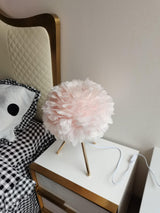 Romantic Goose Feather Desk Lamp with Metal Tripod Stand for Bedside and Accent Lighting