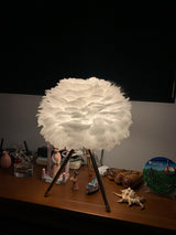 Romantic Goose Feather Desk Lamp with Metal Tripod Stand for Bedside and Accent Lighting