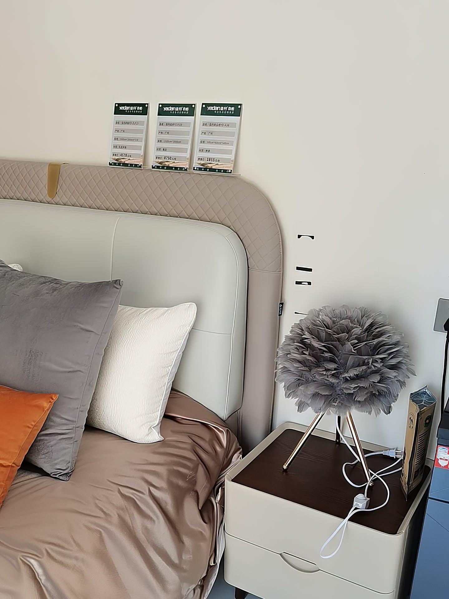 Romantic Goose Feather Desk Lamp with Metal Tripod Stand for Bedside and Accent Lighting