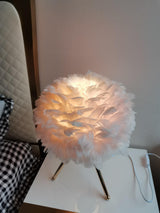 Romantic Goose Feather Desk Lamp with Metal Tripod Stand for Bedside and Accent Lighting