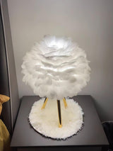 Romantic Goose Feather Desk Lamp with Metal Tripod Stand for Bedside and Accent Lighting