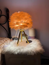 Romantic Goose Feather Desk Lamp with Metal Tripod Stand for Bedside and Accent Lighting