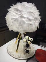 Romantic Goose Feather Desk Lamp with Metal Tripod Stand for Bedside and Accent Lighting
