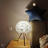 Romantic Goose Feather Desk Lamp with Metal Tripod Stand for Bedside and Accent Lighting